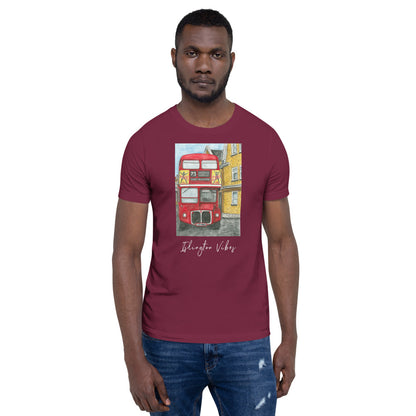 Model wearing The 73 Premium Tee in maroon, front view